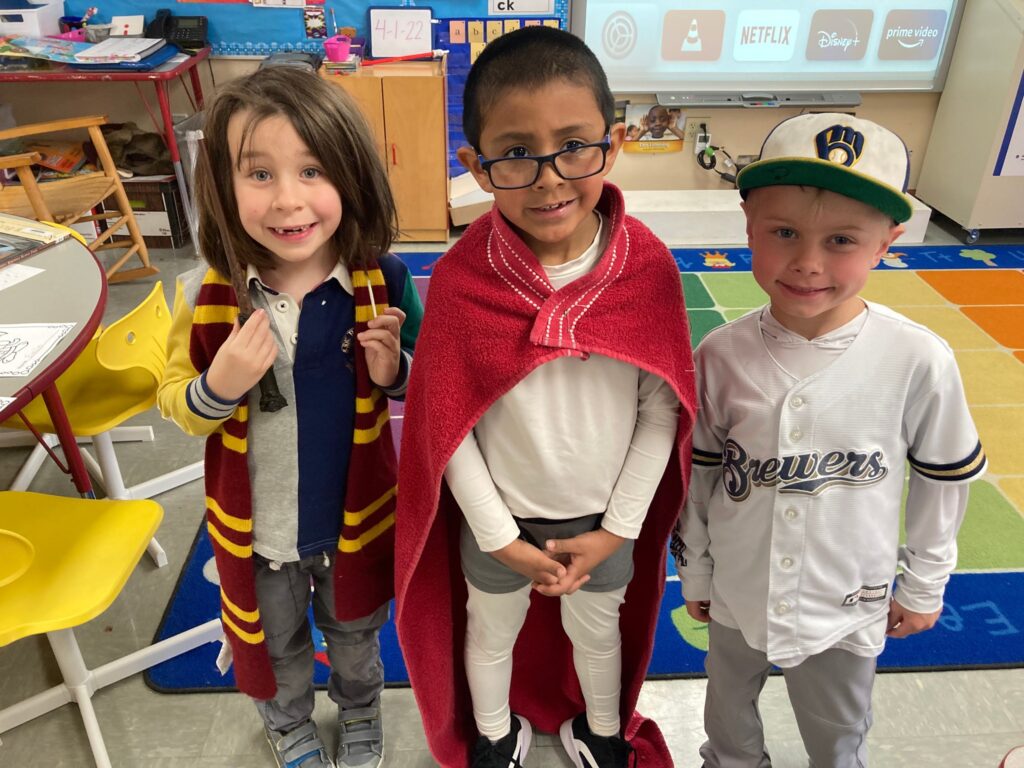Students dressed up for reading month