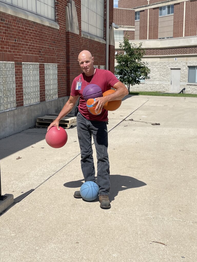 Ron Kregel with recess balls