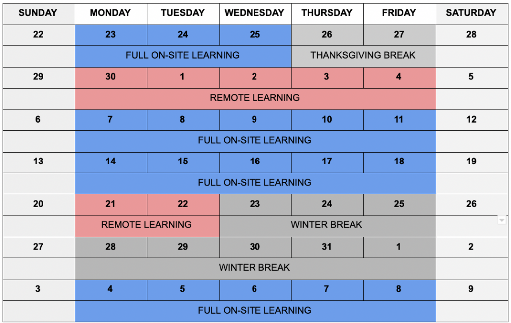 Approved Learning Model Thanksgiving Winter Break