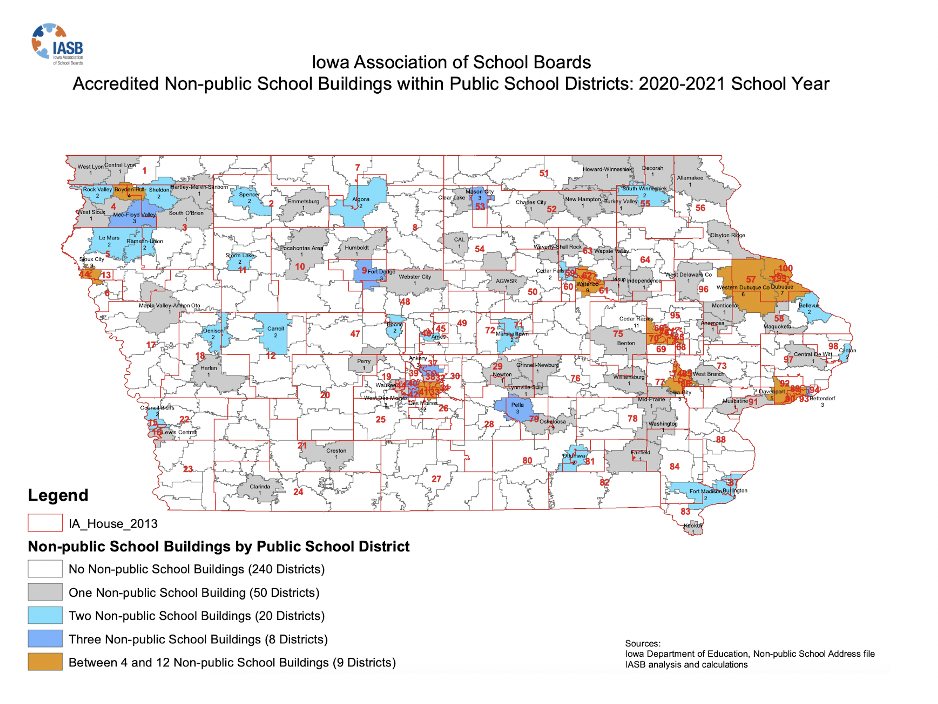 Map of non public school buildings within PS districts