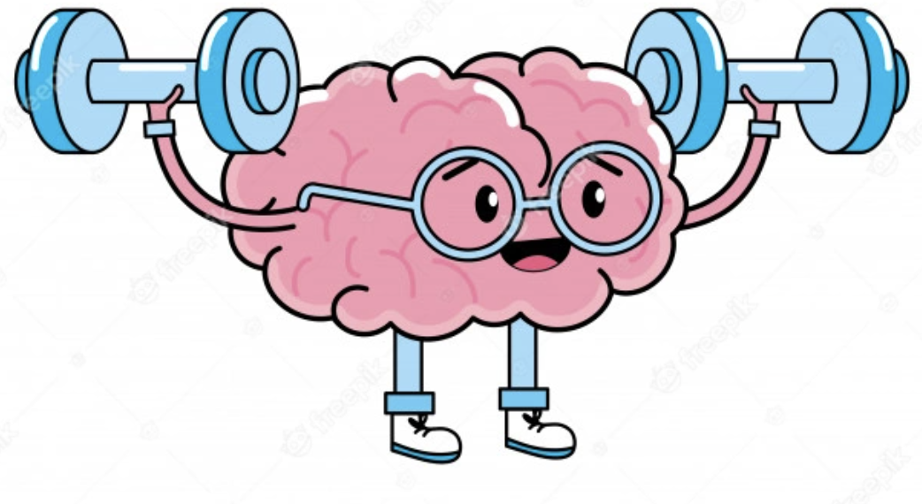 Cartoon Brain lifting weights