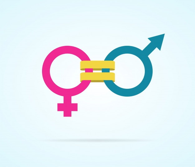 Concept gender equality with gender symbols 