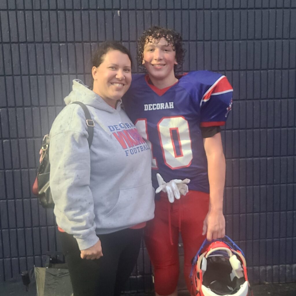 Football mom and son