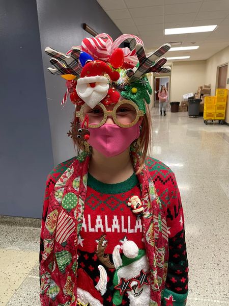 Student showing her holiday spirit