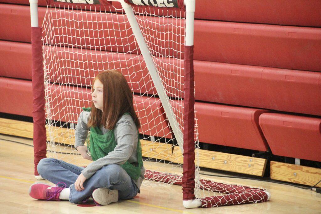 Student guarding the net