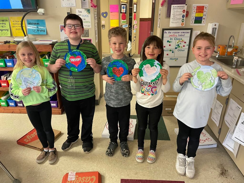 Students show their love for the world