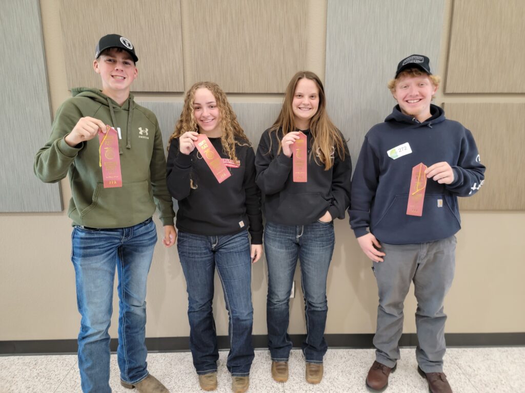 5.18.22 Decorah FFA Agronomy Team 8th at Districts Monroe Brynsaas Wyatt Courtney