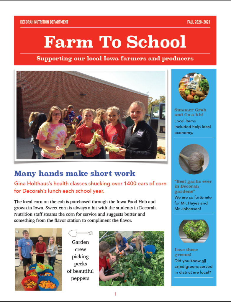 Decorah Farm to School News Letter 2020-2021 Page 1
