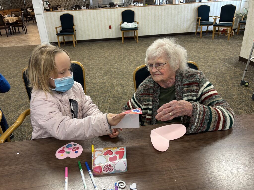 Making Valentines Day Decorations at Nursing Home 2