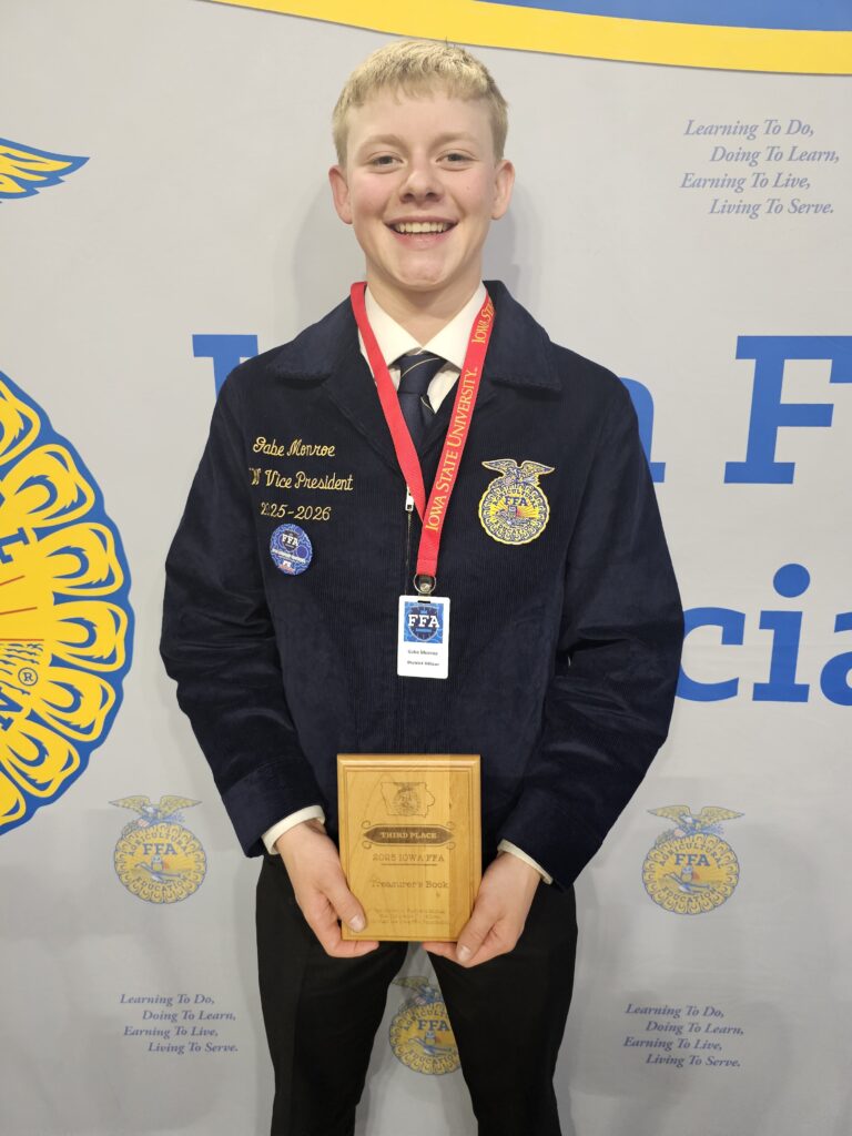4.14.25 Treasurers Book 3rd place at state Gabe Monroe